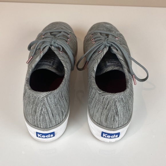 Keds Triple Kick Heathered Stripe Knit Light Grey Platform Sneakers Size 10 - Picture 7 of 16